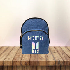 Holographic Print Denim School Bag