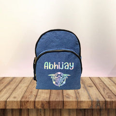 Holographic Print Denim School Bag