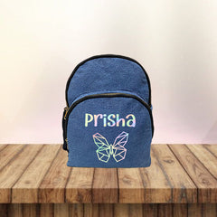 Holographic Print Denim School Bag