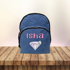 Colour Print Denim School Bag