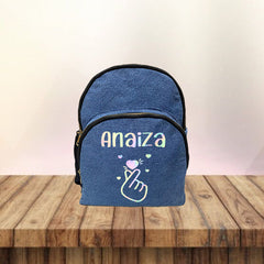 Holographic Print Denim School Bag