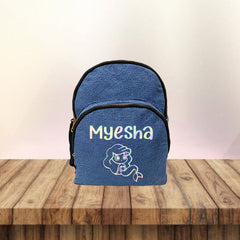 Holographic Print Denim School Bag