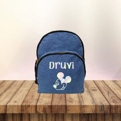 Holographic Print Denim School Bag