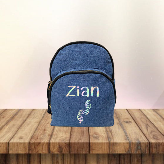 Holographic Print Denim School Bag