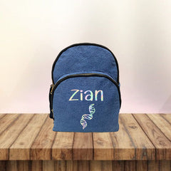 Holographic Print Denim School Bag