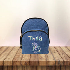 Holographic Print Denim School Bag