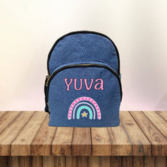 Colour Print Denim School Bag