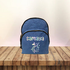 Holographic Print Denim School Bag