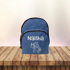 Holographic Print Denim School Bag