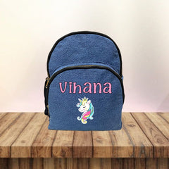 Colour Print Denim School Bag