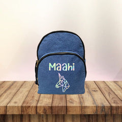 Holographic Print Denim School Bag