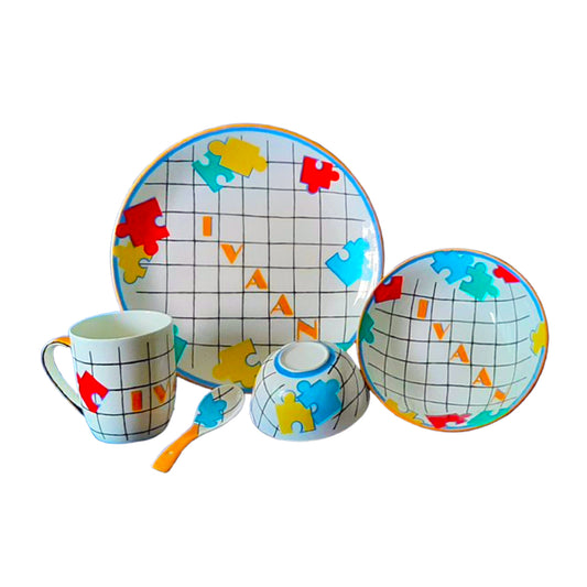 Jigsaw Puzzle Snack Set : Hand Painted