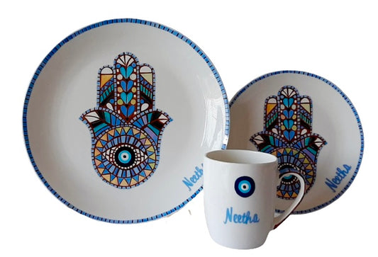 Hamsa Hand Evil Eye Crockery Set - The Little Gift Co