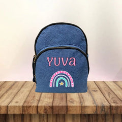 Colour Print Denim School Bag