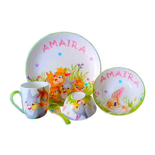 Bunnies Snack Set : Hand Painted