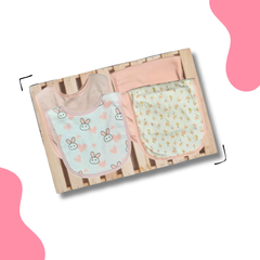 Bunny and plain skin bibs & flower and plain skin burp cloth