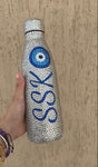 Silver Big Evil Eye - Blue Initials