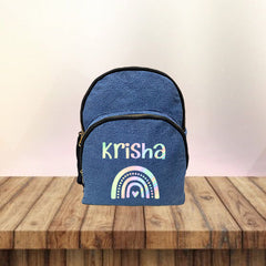Holographic Print Denim School Bag