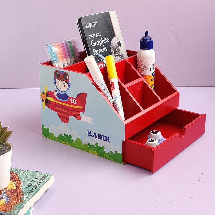 Stationery stand with drawer