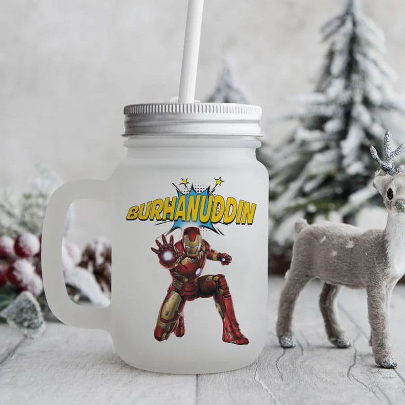 Frosted mason jar