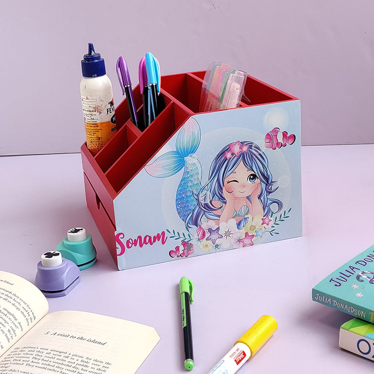 Stationery stand with drawer