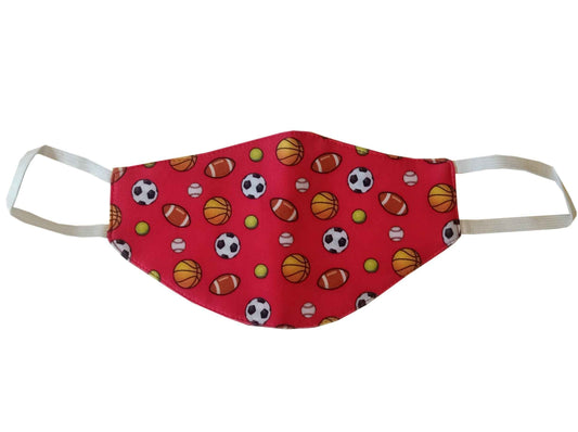 Lets Play Ball Face Mask - Red - The Little Gift Co