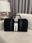 Black Duffle, Black Trimmings, Gold/White Stripes