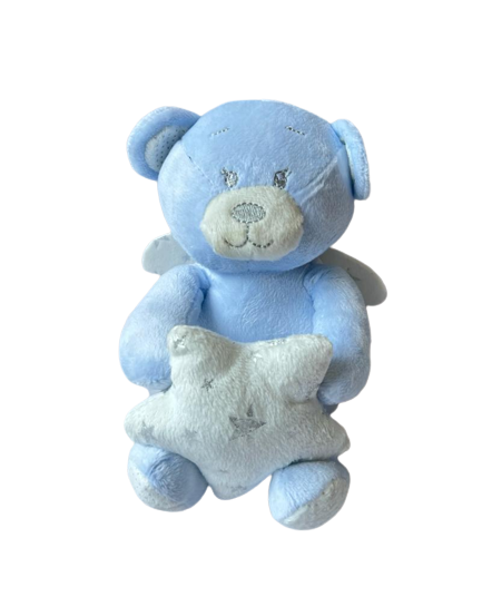 Stuffed Toy Rattle- Blue Teddy