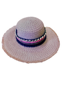 Luxe Hat With Shells- Baby Pink