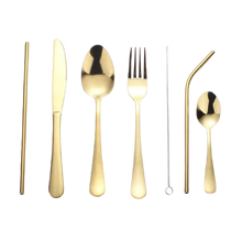 Load image into Gallery viewer, Golden Stainless Steel Cutlery- Set of 7