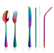 Load image into Gallery viewer, Rainbow Stainless Steel Cutlery- Set of 7