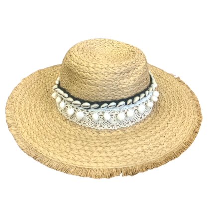 Luxe Hat With Shells- Natural
