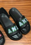 Slides - Black - Varsity Font Green