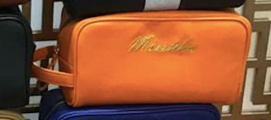 Toiletry Bag - Orange Cursive